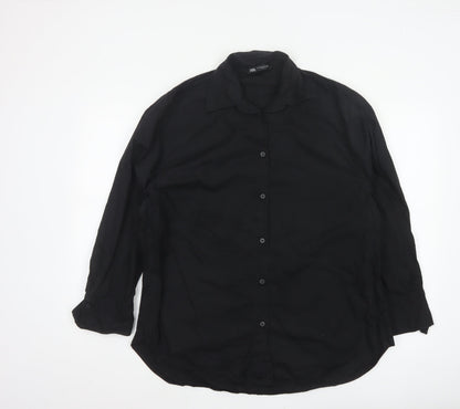 Zara Women’s Black Size S Classic Collared Long Sleeve Button-Up Shirt