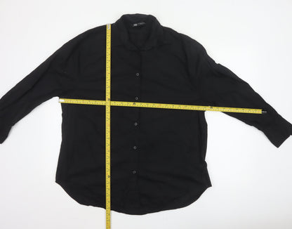 Zara Women’s Black Size S Classic Collared Long Sleeve Button-Up Shirt