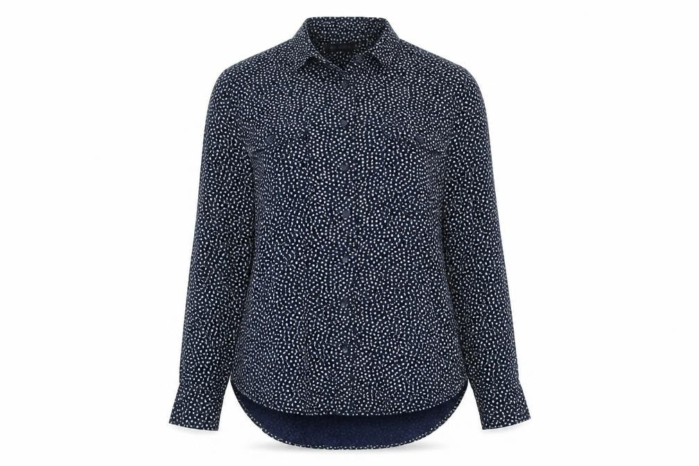Marks & Spencer Women Blue Polka Dot Button-Up Blouse UK 14