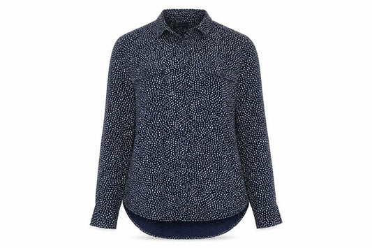 Marks & Spencer Women Blue Polka Dot Button-Up Blouse UK 14