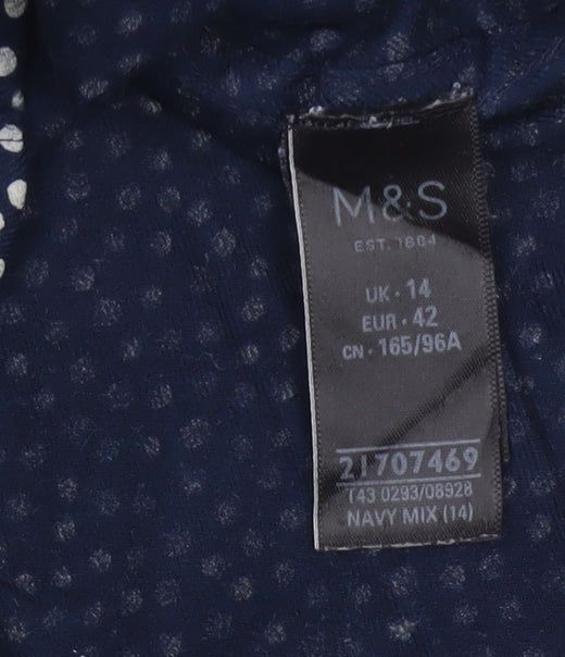 Marks & Spencer Women Blue Polka Dot Button-Up Blouse UK 14