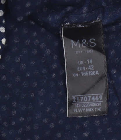 Marks & Spencer Women Blue Polka Dot Button-Up Blouse UK 14
