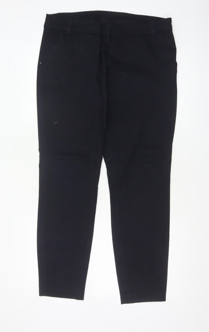 Wallis Women Black UK 14 Straight Leg Tailored Cotton Dress Trousers