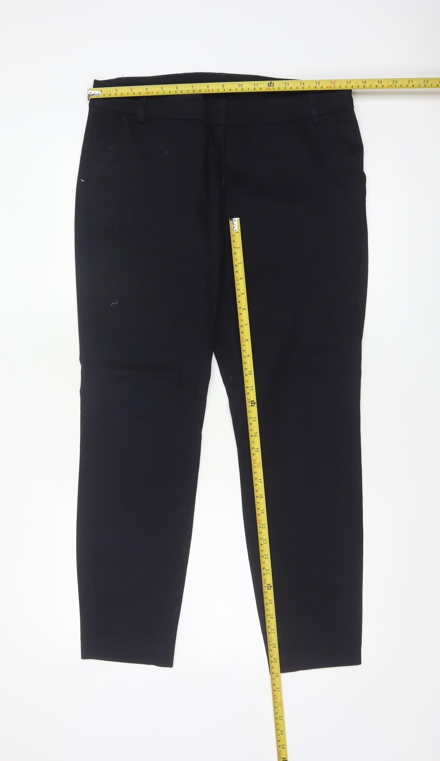 Wallis Women Black UK 14 Straight Leg Tailored Cotton Dress Trousers