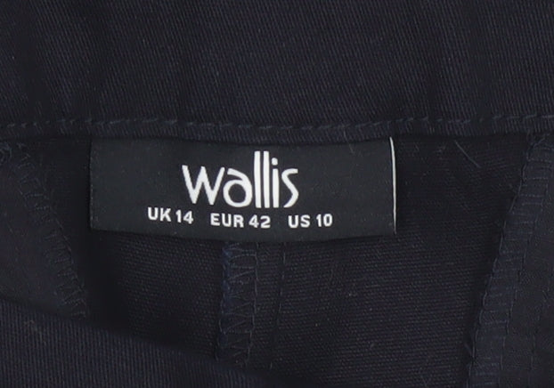 Wallis Women Black UK 14 Straight Leg Tailored Cotton Dress Trousers