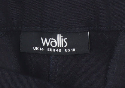 Wallis Women Black UK 14 Straight Leg Tailored Cotton Dress Trousers