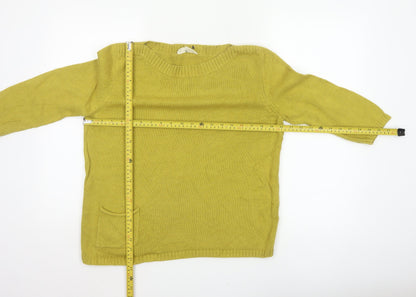 Seasalt Cornwall Women’s Yellow Cotton Pocket Jumper UK 10 Round Neck