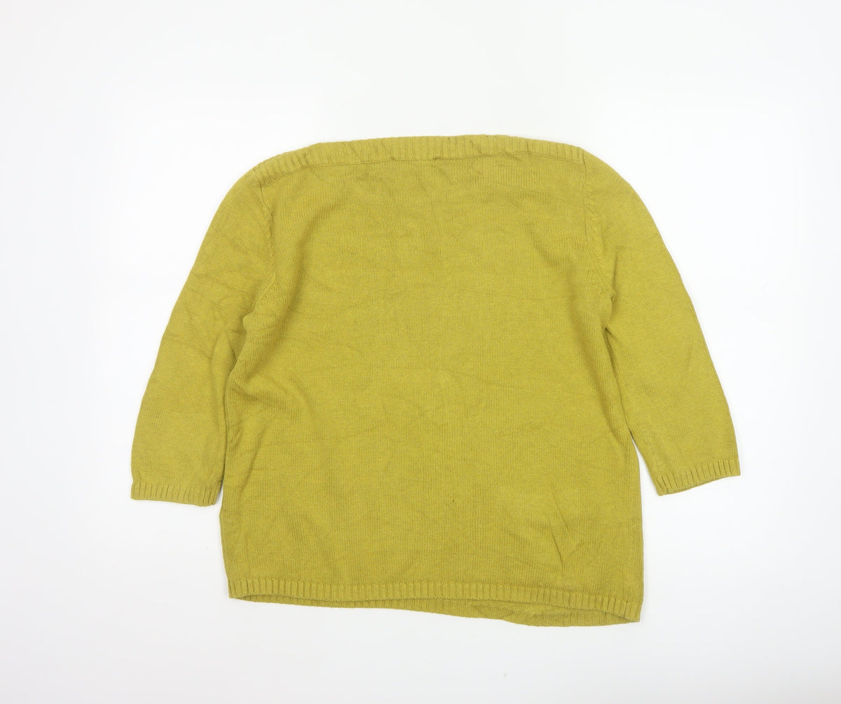 Seasalt Cornwall Women’s Yellow Cotton Pocket Jumper UK 10 Round Neck