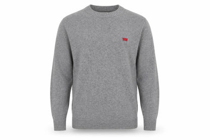 Levi's Men's Grey Wool Blend Crew Neck Pullover Jumper Size M Logo