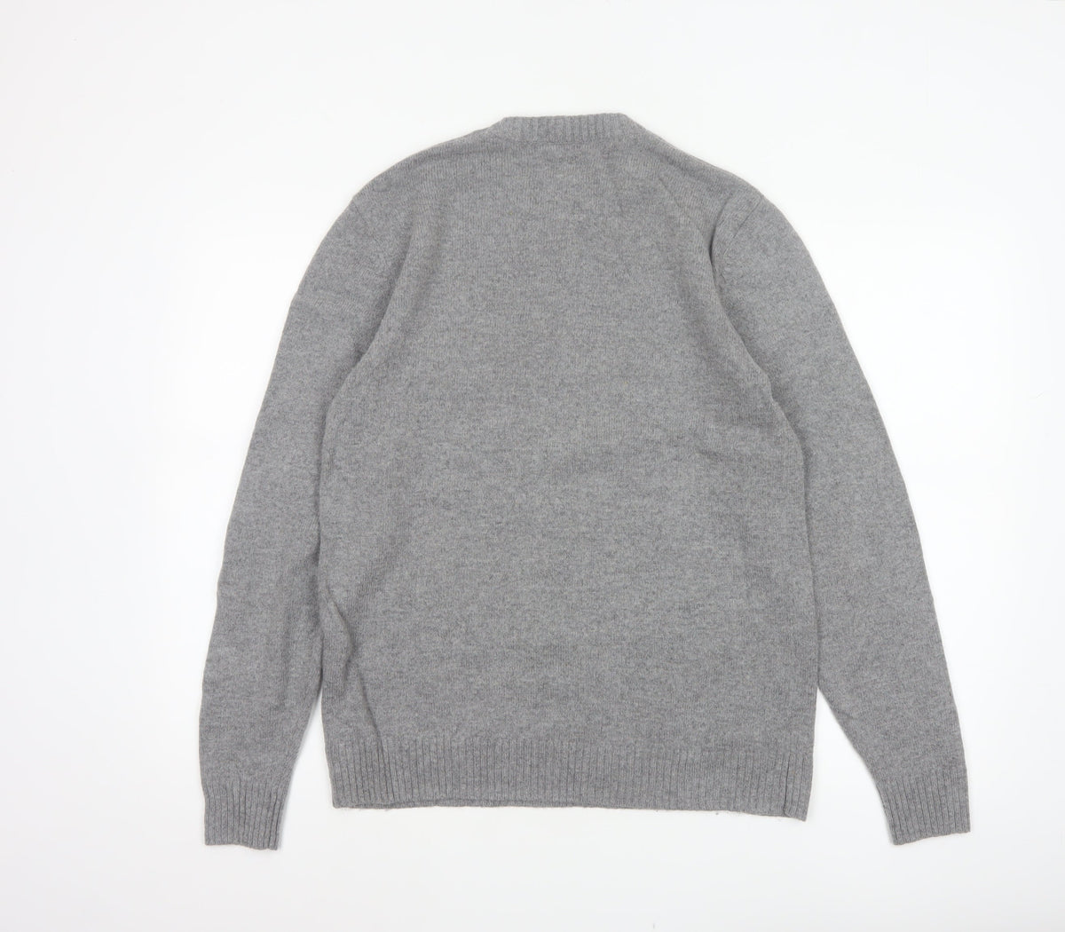 Levi's Men's Grey Wool Blend Crew Neck Pullover Jumper Size M Logo