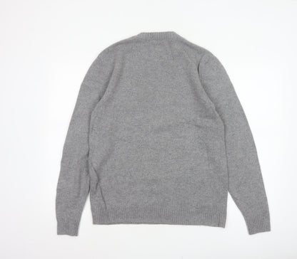 Levi's Men's Grey Wool Blend Crew Neck Pullover Jumper Size M Logo