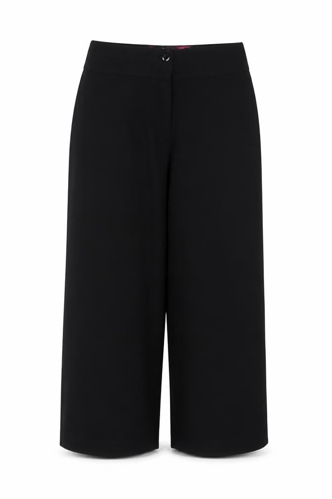 Front view of Betty Jackson Black Women’s Black UK 16 High Waist Wide-Leg Dress Trousers