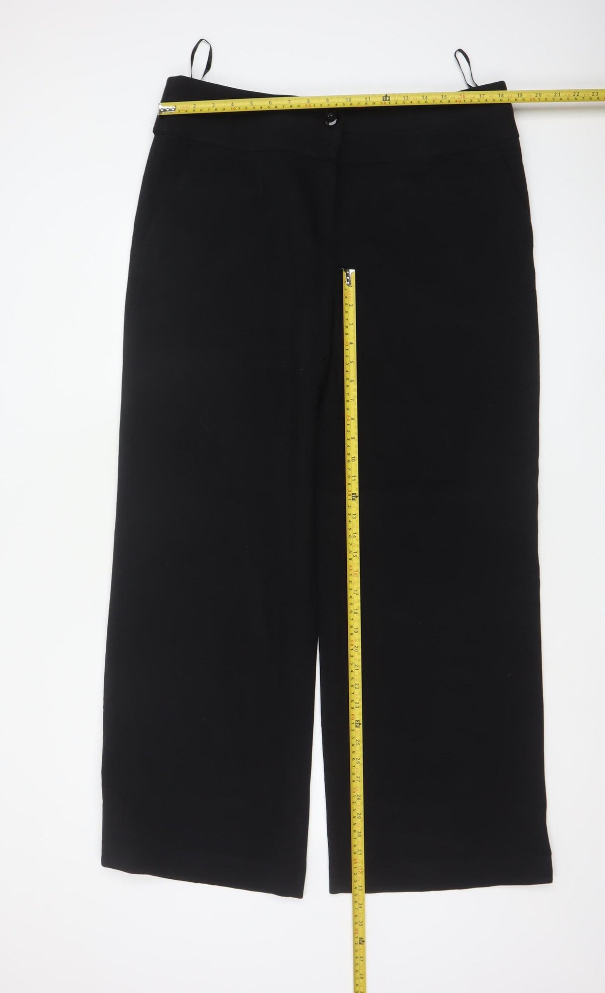 Back view of Betty Jackson Black Women’s Black UK 16 High Waist Wide-Leg Dress Trousers