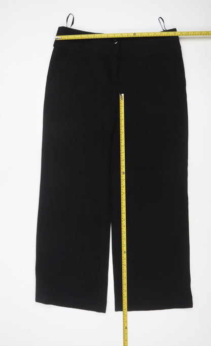 Back view of Betty Jackson Black Women’s Black UK 16 High Waist Wide-Leg Dress Trousers