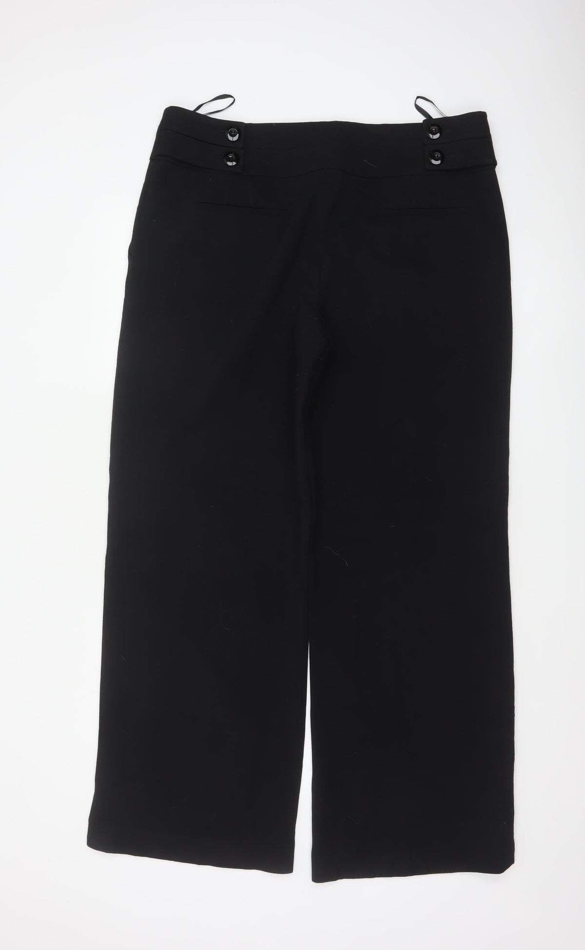 Close-up detail of Betty Jackson Black Women’s Black UK 16 High Waist Wide-Leg Dress Trousers