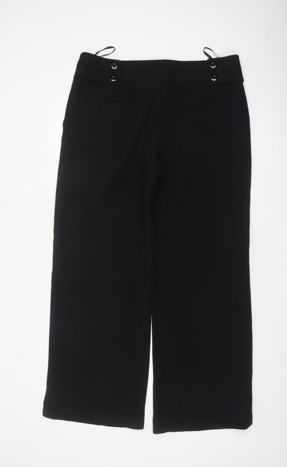 Close-up detail of Betty Jackson Black Women’s Black UK 16 High Waist Wide-Leg Dress Trousers