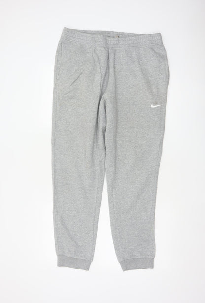Nike Men’s Grey L Fleece Jogger Sweatpants Logo Tapered
