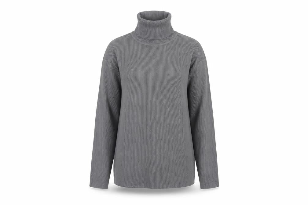 Collusion Women Grey L Ribbed Roll Neck Slim Knit Pullover Jumper