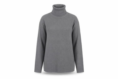 Collusion Women Grey L Ribbed Roll Neck Slim Knit Pullover Jumper