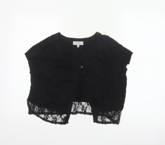 Be Beau Women’s Black Size 16 Short Sleeve Lace Trim Cardigan