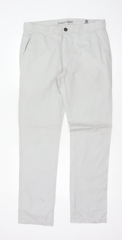 Empire Men’s Ivory Classic Chino Trousers W34 Straight Leg Cotton
