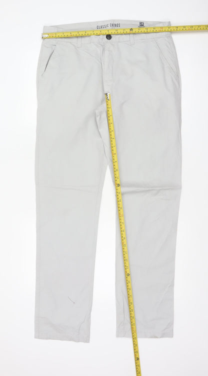 Empire Men’s Ivory Classic Chino Trousers W34 Straight Leg Cotton