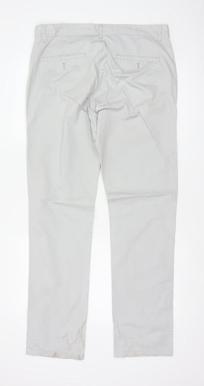 Empire Men’s Ivory Classic Chino Trousers W34 Straight Leg Cotton