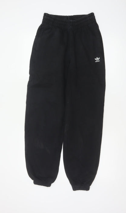 Additional front view of adidas Women’s Black XS Logo Fleece Cuffed Jogger Trousers