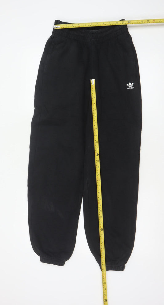 adidas Women’s Black XS Logo Fleece Cuffed Jogger Trousers