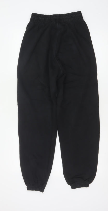 Close-up detail of adidas Women’s Black XS Logo Fleece Cuffed Jogger Trousers