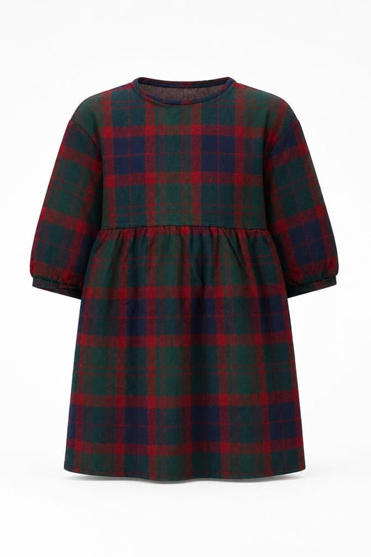 Zara Trafaluc Women’s Multicoloured S Plaid Shift Mini Puff Sleeve Dress