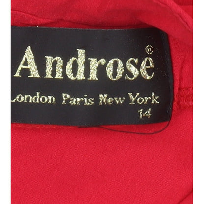Androse Women Red UK 14 Bodycon Knee Dress Ruffle V-Neck Party