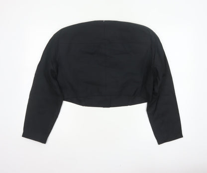 Paola Luccini Women Black Silk Floral Embellished Cropped Jacket Size 12