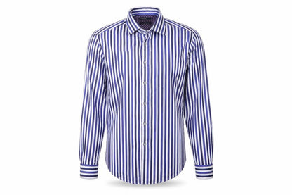 Marks & Spencer Men's Blue White Stripe XL Tailored Fit Cotton Shirt