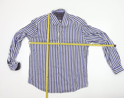 Marks & Spencer Men's Blue White Stripe XL Tailored Fit Cotton Shirt