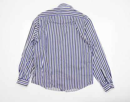 Marks & Spencer Men's Blue White Stripe XL Tailored Fit Cotton Shirt