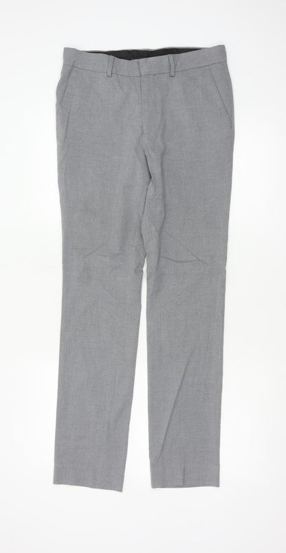 New Look Men’s Grey 30R Skinny Fit Dress Trousers Smart Formal