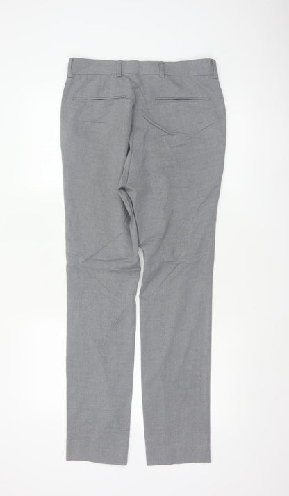 New Look Men’s Grey 30R Skinny Fit Dress Trousers Smart Formal