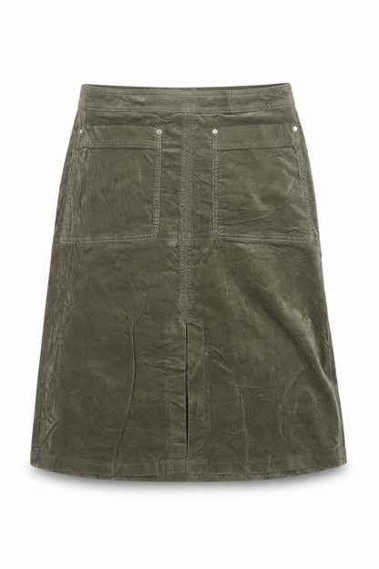 Marks and Spencer Women Green UK 14 A-Line Knee Length Cotton Skirt