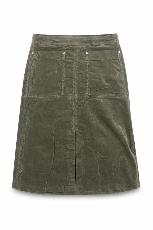 Marks and Spencer Women Green UK 14 A-Line Knee Length Cotton Skirt