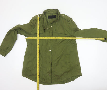 Zara Basic Women’s Green L Military Utility Jacket Zip Pockets