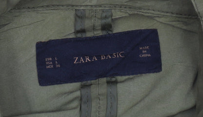 Zara Basic Women’s Green L Military Utility Jacket Zip Pockets