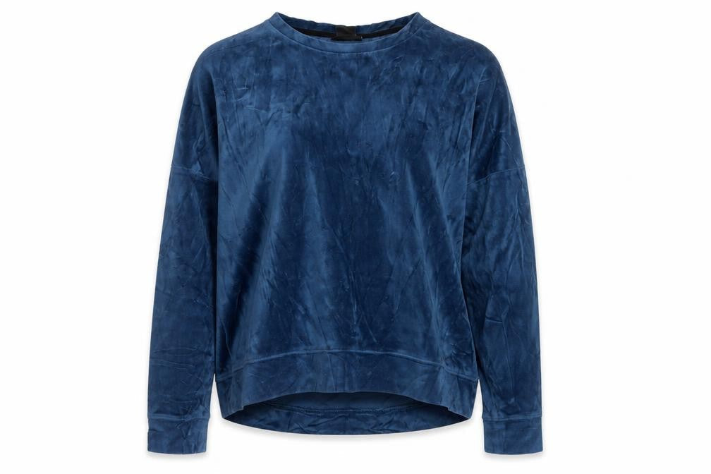 DKNY Women’s Blue XL Velour Long Sleeve Basic Sweatshirt Top