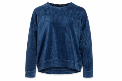 DKNY Women’s Blue XL Velour Long Sleeve Basic Sweatshirt Top