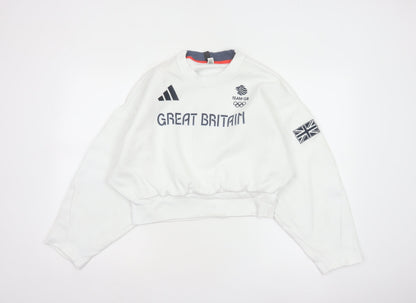 Adidas Women’s White S Team GB Olympic Graphic Pullover Sweatshirt