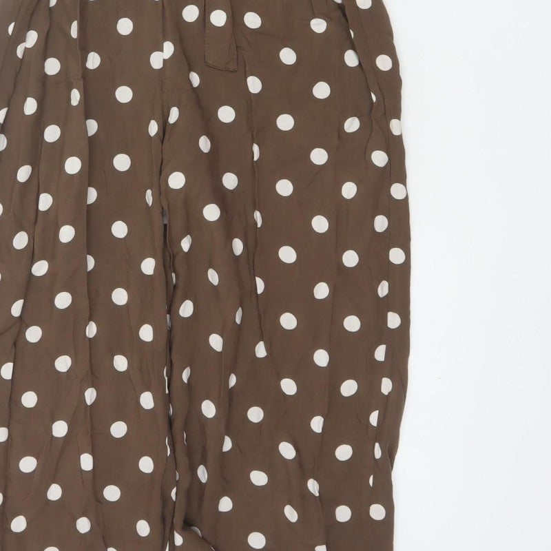 New Look Women Brown Polka Dot Belted Wide Leg Jumpsuit UK 10
