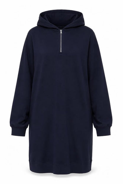 Kin Women Navy XL Hooded Jumper Dress 100% Cotton Zip