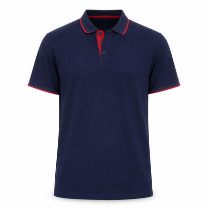 Mountain Warehouse Men’s Blue L Organic Cotton Contrast Trim Polo