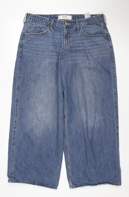 Hollister Women Blue UK 10 Low Rise Super Baggy Wide-Leg Jeans W30