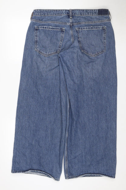 Hollister Women Blue UK 10 Low Rise Super Baggy Wide-Leg Jeans W30